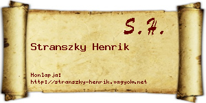 Stranszky Henrik névjegykártya